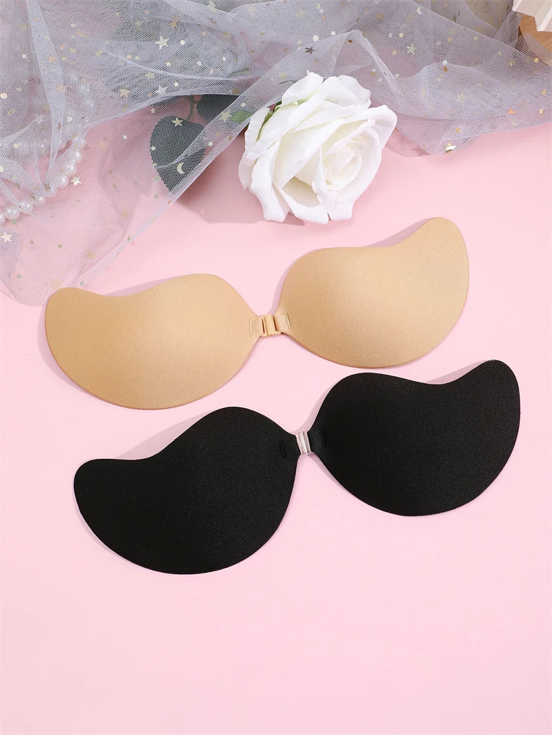 2Pairs Invisible Strapless Adhesive Stick Bra Push Up Bras Women Seamless Front Closure Bralette Underwear Silicone Lingerie