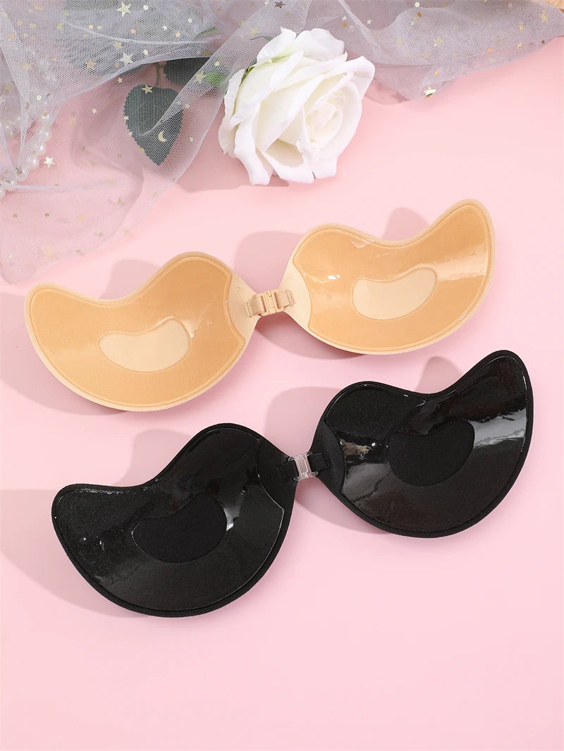 2Pairs Invisible Strapless Adhesive Stick Bra Push Up Bras Women Seamless Front Closure Bralette Underwear Silicone Lingerie